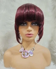 NEW Custom-Made Human Hair Bang Hair Piece Burgundy. 