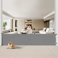 Upgrade 200 inch Retractable Baby Gates 42" Tall x 200" Wide, Gray 