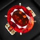 Brilliant Sunset Orange Sapphire 16.24Ct 925 Sterling Silver Rose Gold Rings