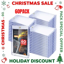 60 Pack Magnetic Trading Sports Card Holders 35pt One-Touch Hard UV Protection