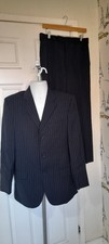 Daniel Hechter Vintage Navy Pinstripe  Suit Jacket 38  Trousers 32 Wool 