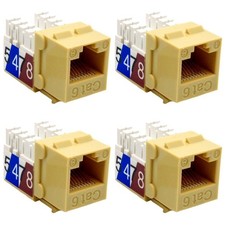 4 Pcs Cat6 RJ45 Network LAN Ethernet Keystone Jack 110 Punch Down Snap-In Ivory