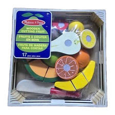 Melissa  Doug Cutting Fruit Set - Wooden Play Food Kitchen Accessory, Multi