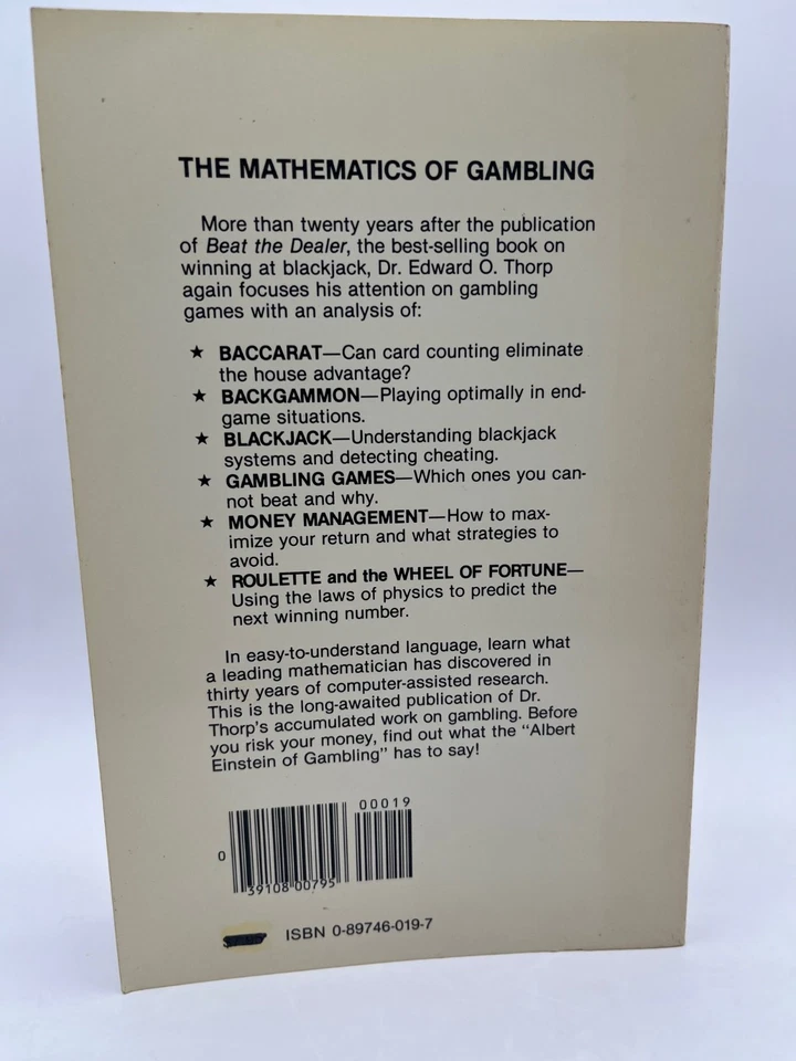 THE MATHEMATICS of GAMBLING ~ Edward O Thorp ~ Card Counting Odds Statistics 1st - Image 2 of 4