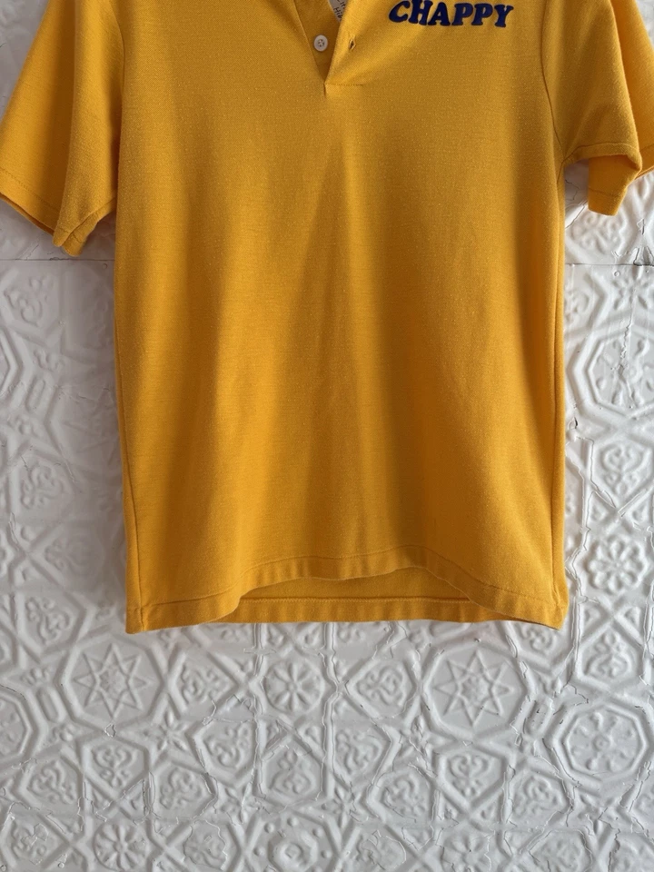 1970s vintage skate polo shirt-Yellow-Gold Screen High Roller Derby Rainbow Chap - Image 2 of 4
