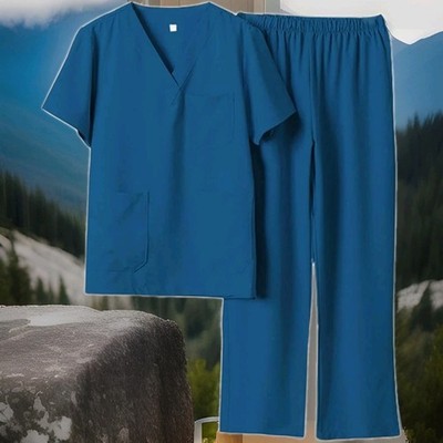 Baoblaze Unisex Medical Peelings Set Blau Krankenschwester Uniform Weich Atmungsaktiv XL UVP 22£