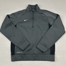 Nike Sweater Men Large Gray Solid Therma Fit 1/4 Zip Pullover Swoosh 455966-060