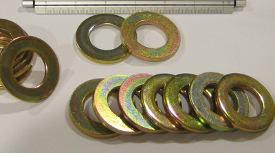20, extra thick SAE 1'' flat washers, 2''OD, 28mm ID, 5mm thick,yellow zinc plated