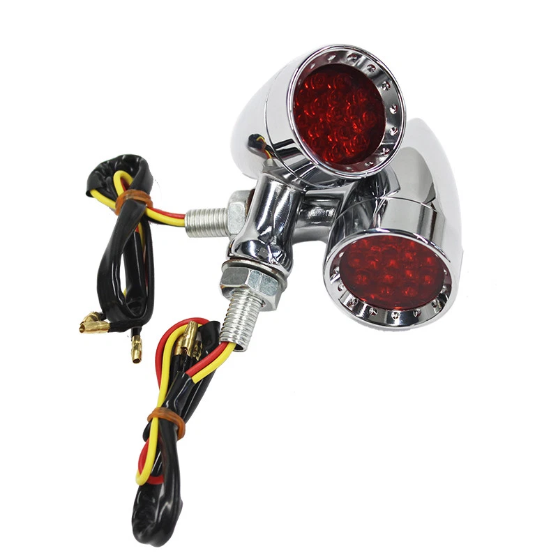 12V Motorbike LED Red Indicator Lights Chrome Running Brake Turn Signals MT 10mm - Image 2 of 4