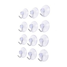 12 X Ventouse Plastique Transparente 30 mm avec Crochet Métal Salle de Bain