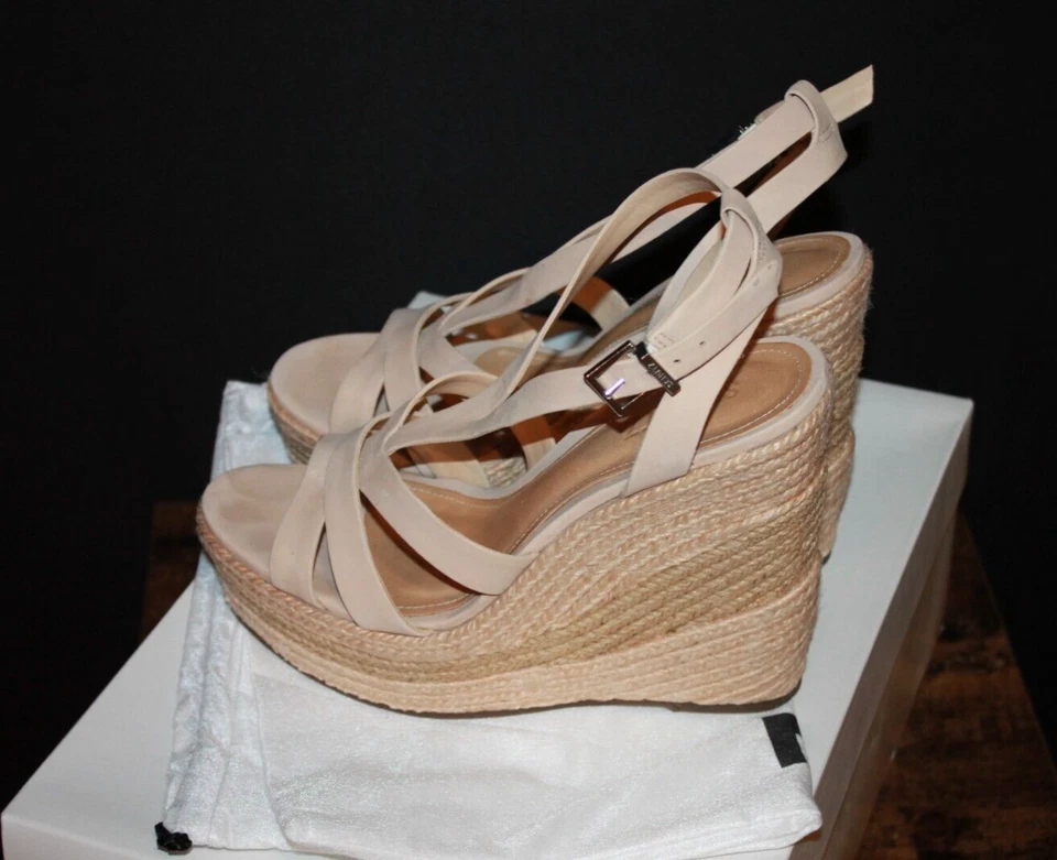 Schutz Tanini Talla 10 Cuero Alpargata Plataforma Cuña Sandalia Crema ¡Usada Una Vez! Foto 4 de 4