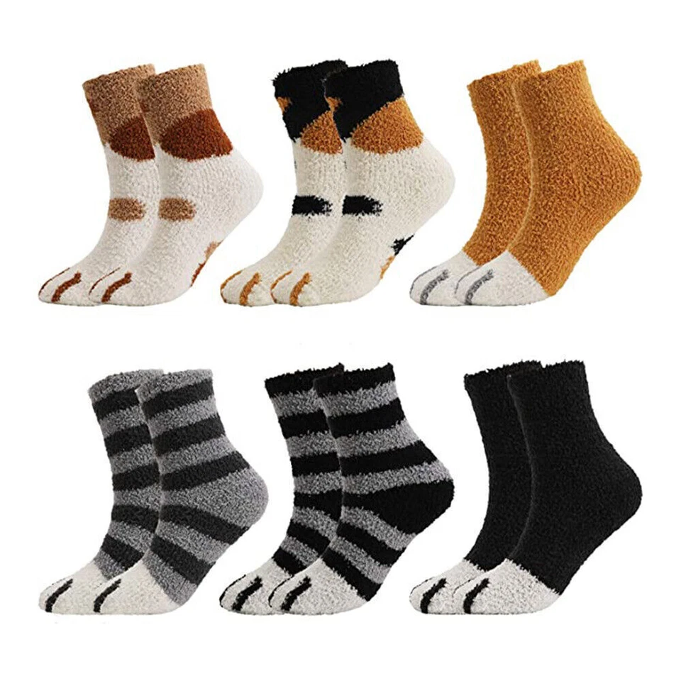 6 pares de calcetines de cama acogedores para mujer mullidos calcetines para el hogar gruesos interiores invierno cálidos suaves calientes! Foto 3 de 4