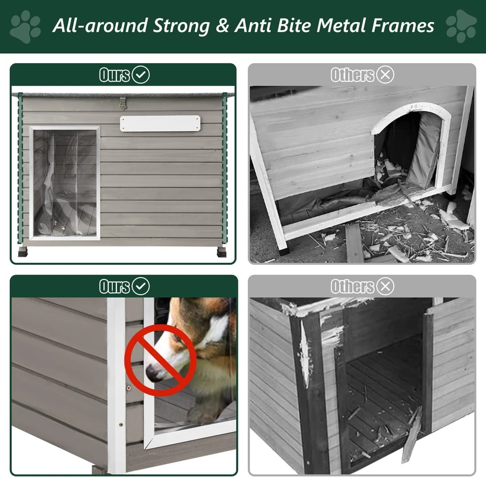 PETSCOSSET Large Wooden Dog House Outdoor Elevated Dog Kennel for Large Dogs - Image 2 of 4