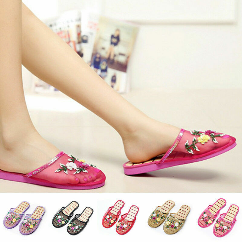 PANTOFOLA D’ORO Pantofole donna rete cinese floreali scivoli piatti infradito mocassini