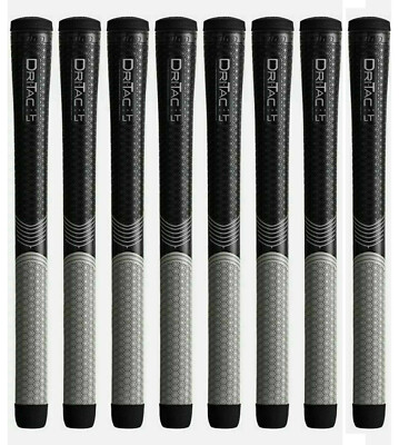 SET OF 8  - Winn Dri-Tac LT (Less Taper) Black Gray Oversize Golf Grip 7LTDT-BKG