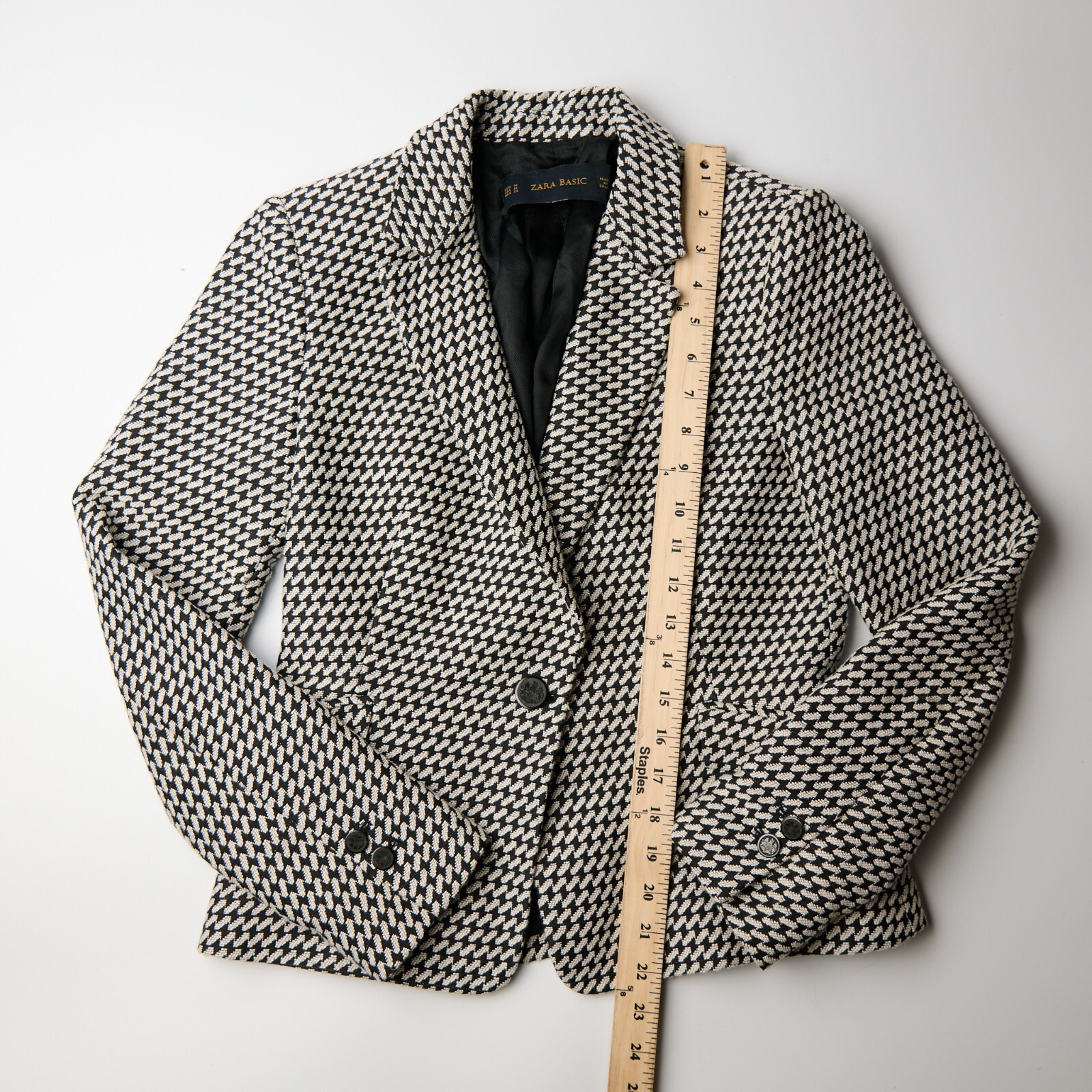 Zara Basic Blazer Women's M Structured Houndstoot… - image 4