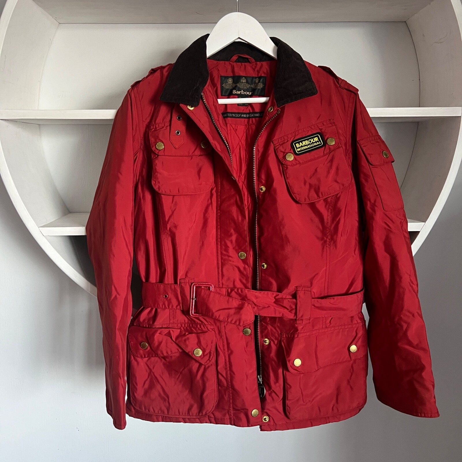 Women's BARBOUR L2838 METALLIC INTERNATIONAL Red Jacket UK 10 / US 6