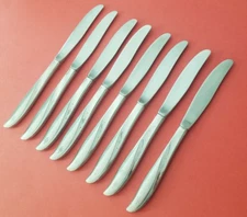 8 Oneida Community TWIN STAR Stainless Dinner Knives Starburst 8 1/2" FREE SHIP