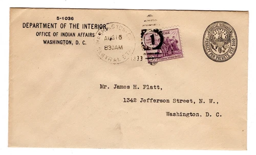 #732 NRA 1933 First Day Cover on Dept Interior Indian Affairs Penalty