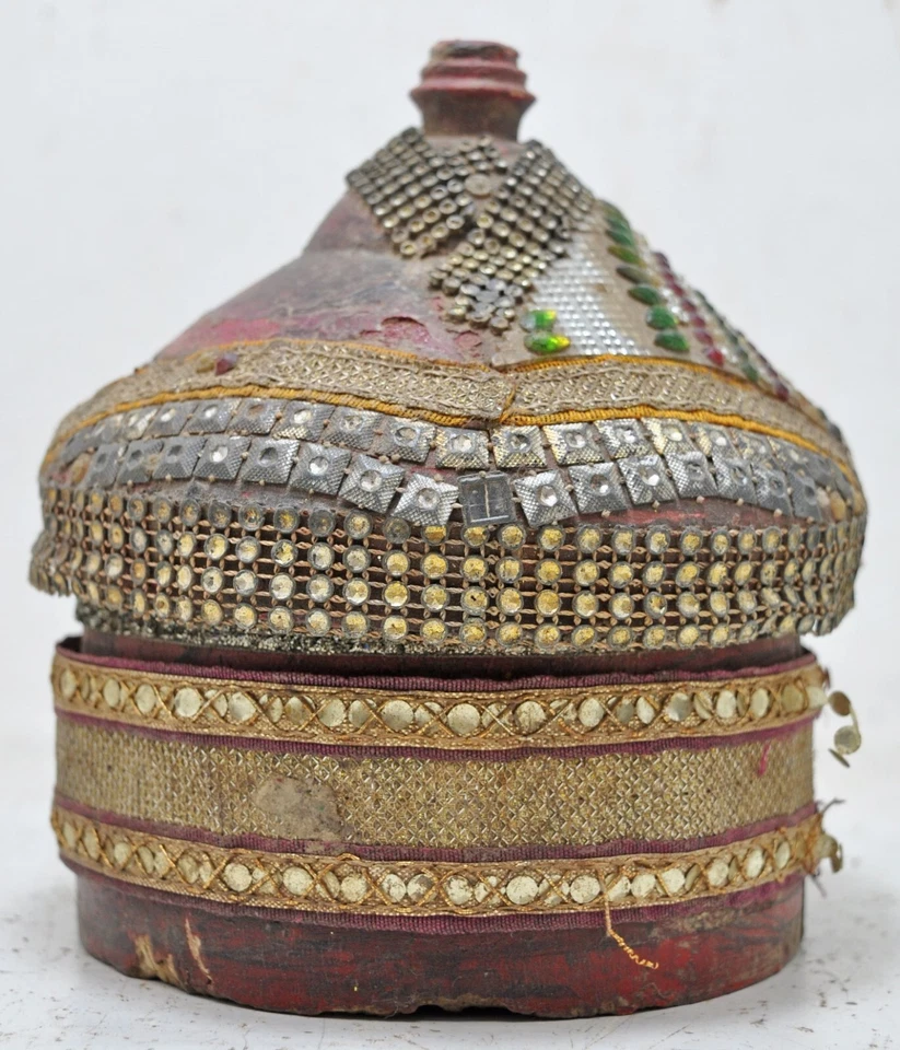 Antique Wooden Lacquer Painted Kum Kum Powder Tika Box Original Old Hand Carved - Image 4 of 4