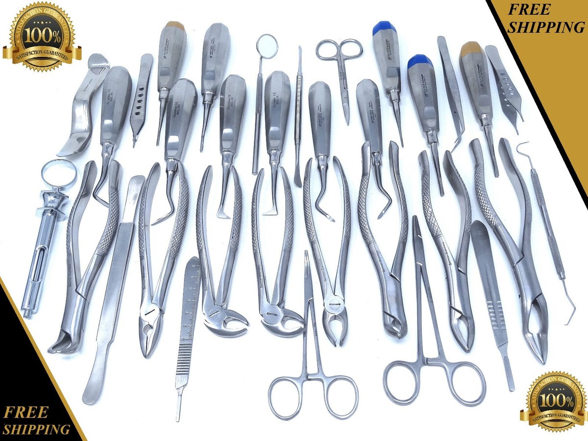 German 34 PC Oral Dental Surgery Extracting Elevators Forceps Instrument  Kit Set | eBay UK