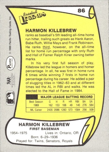 1988 and 1989 Pacific Baseball Legends MLB Set Break #1-#220 — You Choose! - Picture 173 of 441