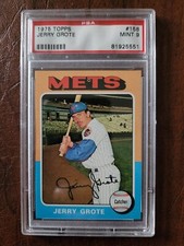 1975 TOPPS JERRY GROTE PSA 9 MINT NEW YORK METS #158