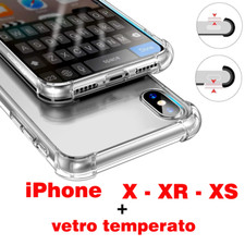 Cover per iPhone X XR XS Silicone Custodia Trasparente Apple Vetro Temperato 5D