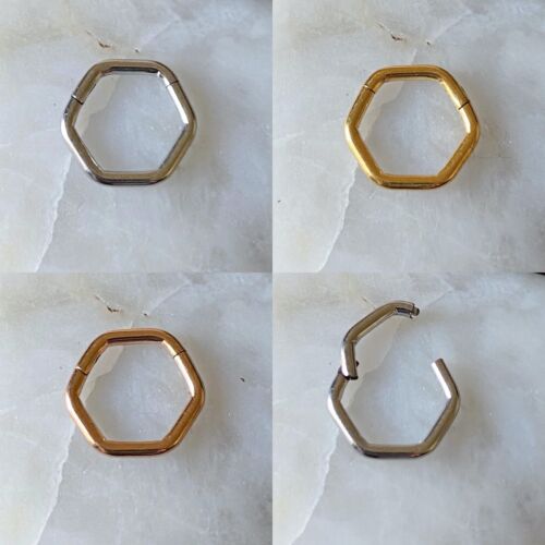 Hexagon Segment Hinged Septum Clicker Daith Rook Ear Ring 1.2mm 8mm