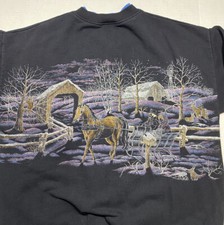 Vintage Artisans Sunchein Sweatshirt Winter All Over Print Large Made In USA