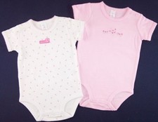 NWT Carter's Infant Girl's Lot of 2 Bodysuits, White  Pink Floral, 6 Months