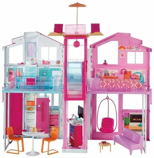 Extremisten etiket Previs site Barbie 3-Story House with Pop-Up Umbrella for sale online | eBay