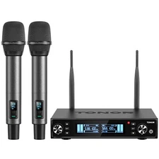 TONOR Wireless Microphone System, Auto Scan & Pair UHF Rechargeable Karaoke Mic