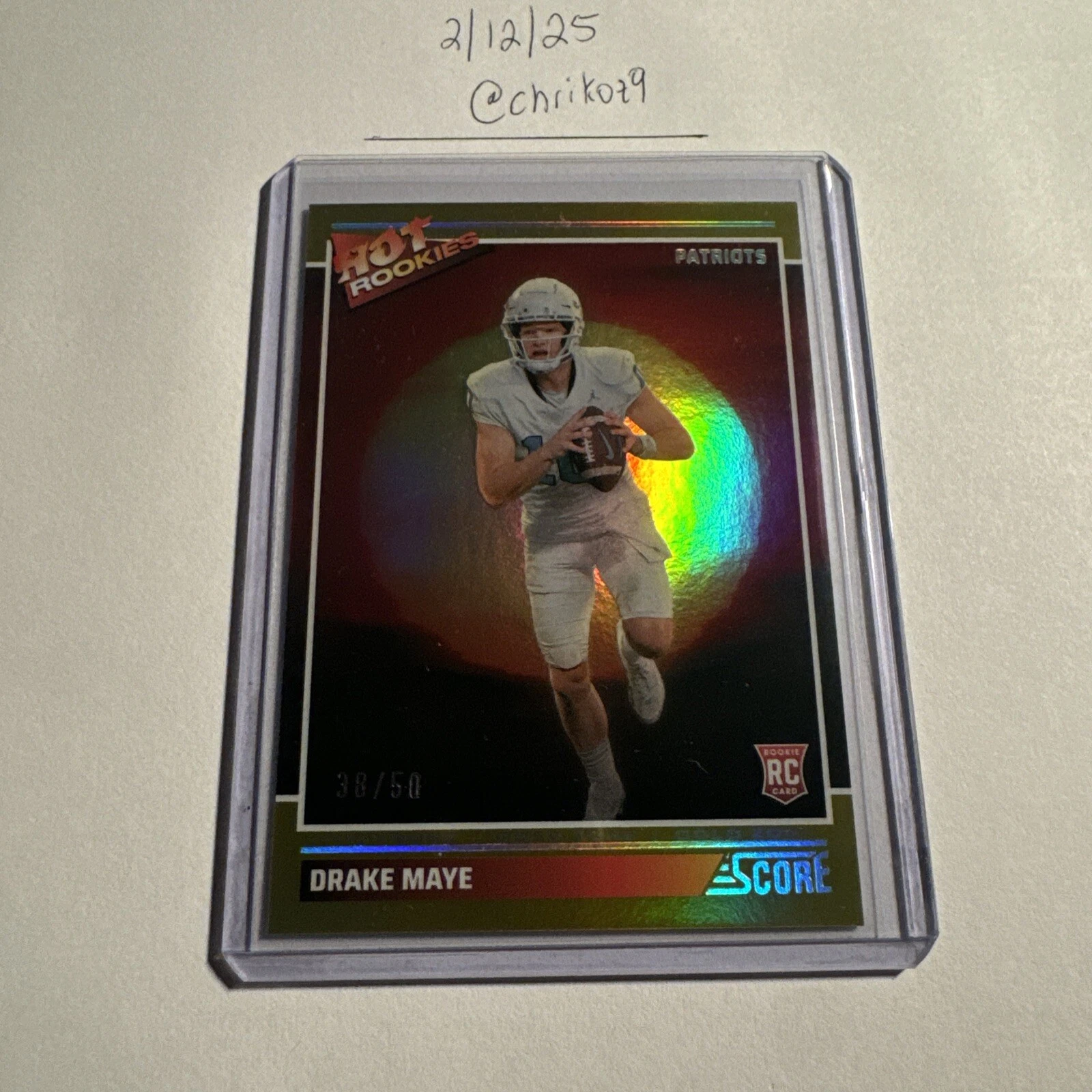 2024 Panini Score Football Hot Rookies Gold Zone #/50 Drake Maye Rookie
