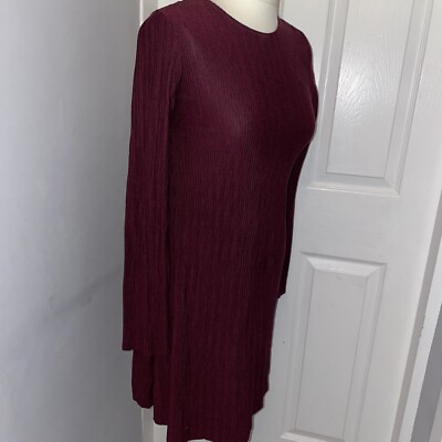 WD Stradivarius Dark Red Burgundy Long Sleeved Tunic Jumper Dress, S  UK
