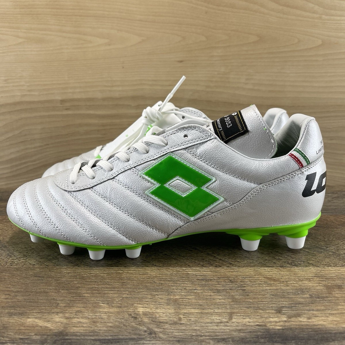Lotto Stadio OG 50 Icons FG Size 8.5 Mens Silver Green Italian