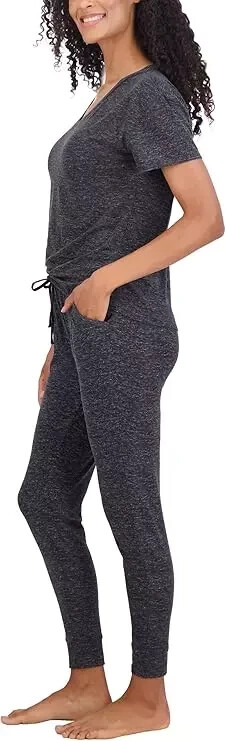 Live 2 Lounge Ladies' 4-piece Essentials Lounge Set Heather Charcoal XS