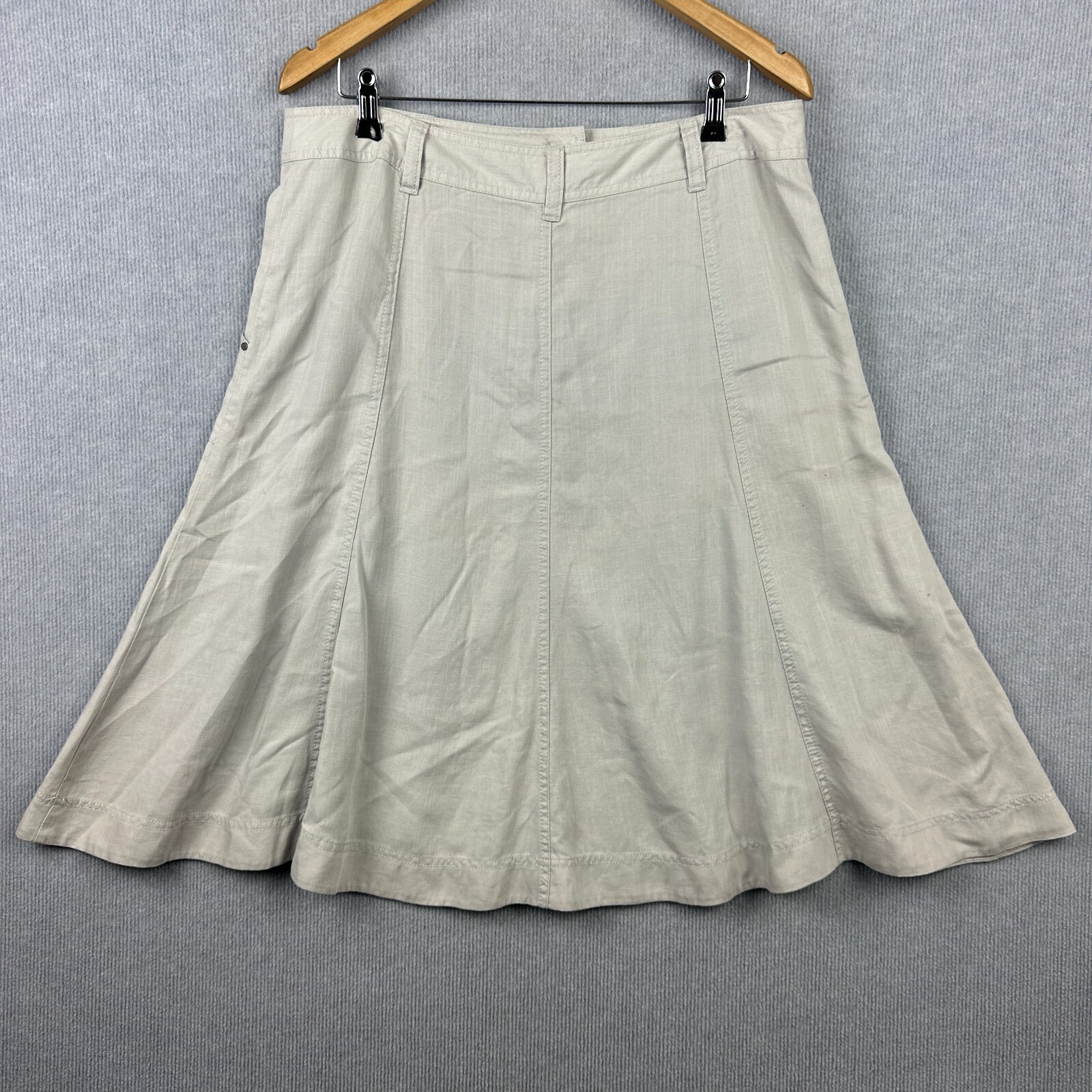 Sportscraft Skirt Womens 14 W34xL27 Grey Tencel Linen A Line Pockets