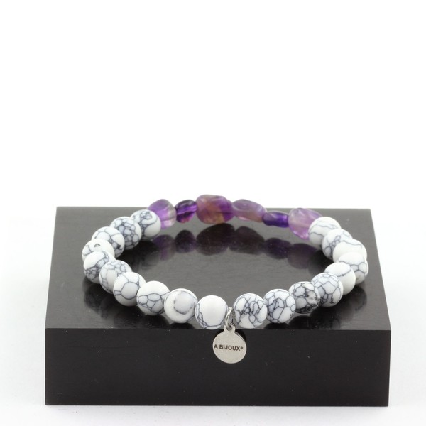 Mineralien Und Edelsteine. Armband Amethyst Aus Brasilien + Howliten Perlen 8-image
