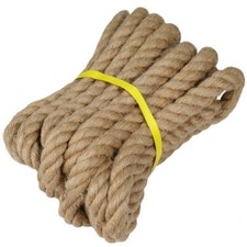 Natural Jute Rope - 1 Inch 25 Feet - Twisted Manila Rope - Thick Hemp Rope USA