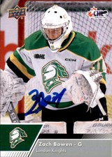 Zachary Zach Bowen Signed Auto 2022-23 Upper Deck CHL card London Knights