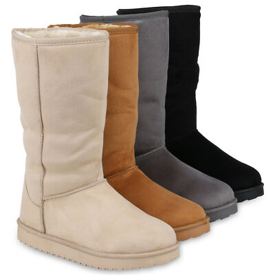 Damen Schlupfstiefel Warm Gefütterte Stiefel Profil Winter Boots