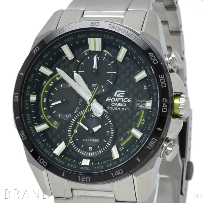 Casio Mens Edifice Solar Radio Waves Ss Black Dial Eqw-A2000Db-1Ajf