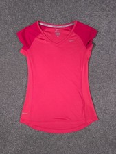 Nike Shirt Womens XS Pink Dri Fit Miler Running Gym Activewear Workout Top