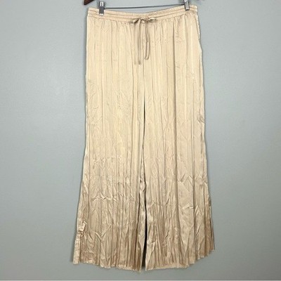 Lysse Packable Pleated Palazzo Pants Women s Size XL Lightweight Satin Crinkle
