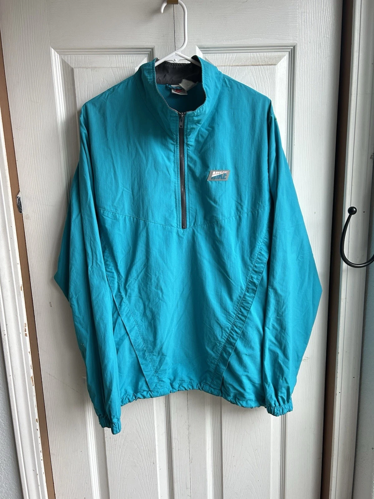 Vintage 90s Nike Teal Half Zip Windbreaker Jacket Pullover Size XL