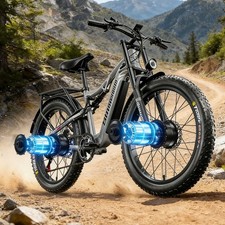 Electric Bike 2000W 48V/17.5AH Dual Motor 26" Fat Tire 30MPH Mountainbike Adults