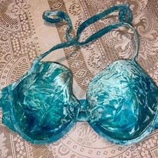 90s Vintage Venus Bikini Top 38DDD Cup underwire Crushed Velvet Made in USA