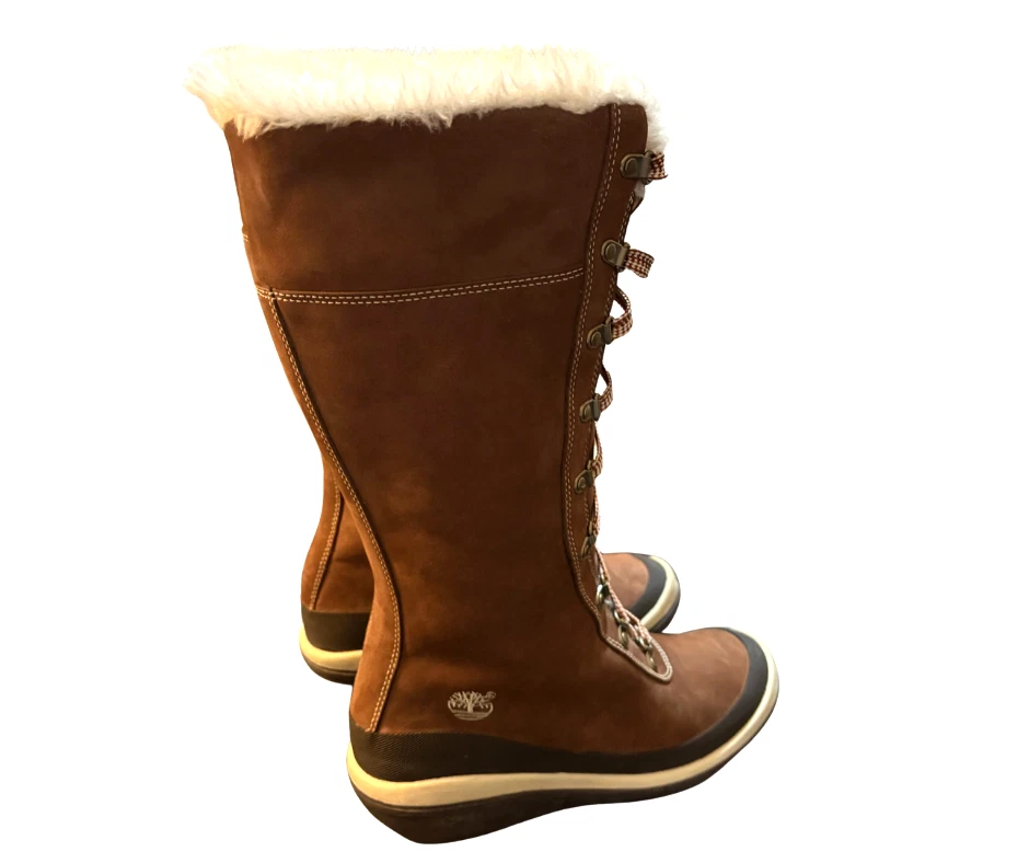 Timberland Womens Genuine Leather Lace-Up Winter Boots Size 7M Chestnut Brown ❄️ - Image 2 of 4