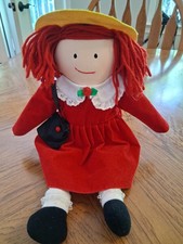 Vintage 1994 Eden Toys Madeline Holiday Recital Doll Red Dress Attached Bag Scar